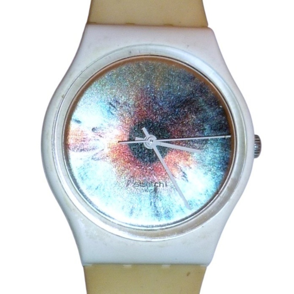 Vintage 1998 Swatch Watch Eye Eye Aïe GK411 Eyeball Iris Dial Gent Swiss Made